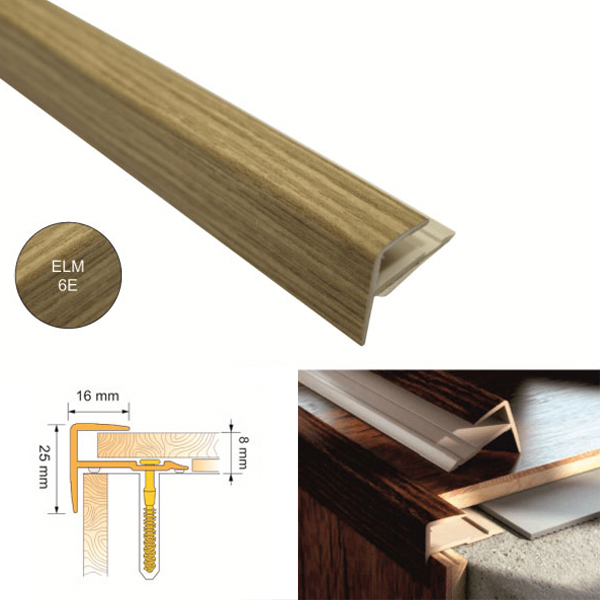 UPVC Push In Profile Stair Step Edges Nosing For Laminate , Wood Floors