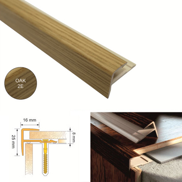 UPVC Push In Profile Stair Step Edges Nosing For Laminate , Wood Floors