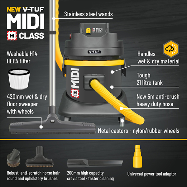 Versatile and Durable H14 HEPA Wet/Dry Extractor with Integrated Alerts and High-Quality Construction