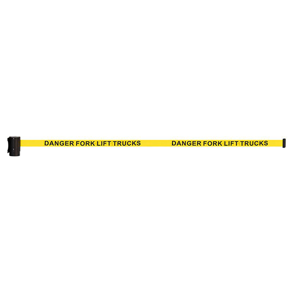 Wall Mounted Black & Yellow  Queue Tape- Danger Fork Lift Trucks