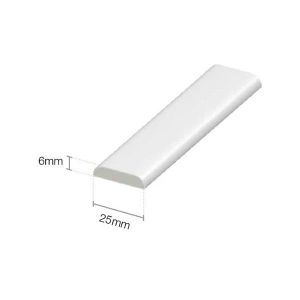 D Mould 25mm White Rounded Edge Trim