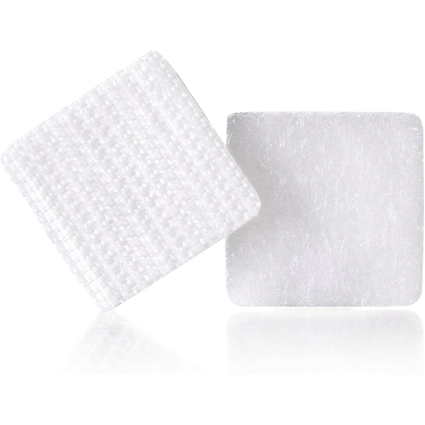 White High Tack Rubber Adhesive Hook Fastener Squares (1000)