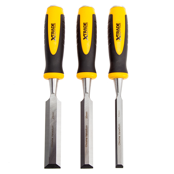 XTrade Bevel Heavy Duty Edge Chisel Set in Pouch (3 Piece)