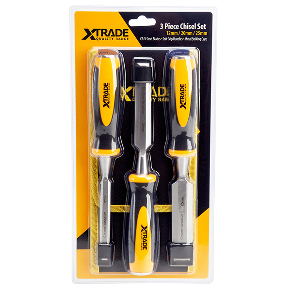 XTrade Bevel Heavy Duty Edge Chisel Set in Pouch (3 Piece)