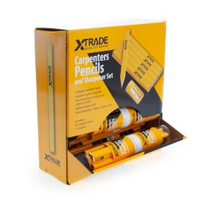  XTrade Carpenters Pencils Box Set with Sharpener - 12 Sets of Medium Hardness Pencils