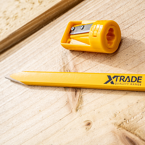  XTrade Carpenters Pencils Box Set with Sharpener - 12 Sets of Medium Hardness Pencils