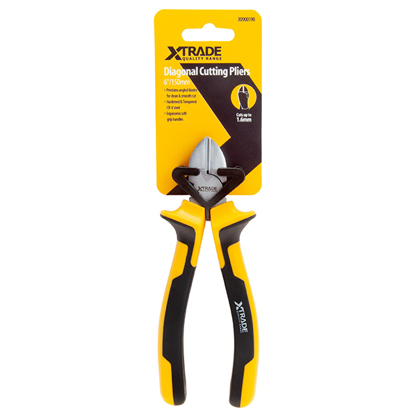 XTrade Diagonal Non-Slip Grip Handles Cutting Pliers 6 Inches