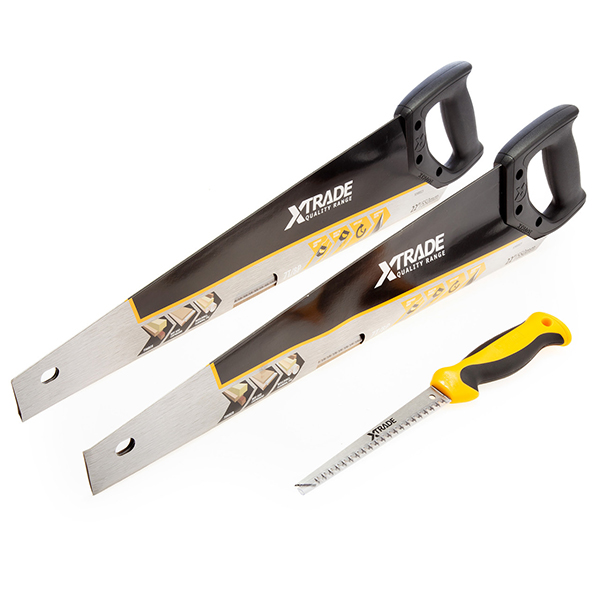 XTrade Hand Saw Set 2 x 550mm and 150mm Jab Saw for Versatile Cutting