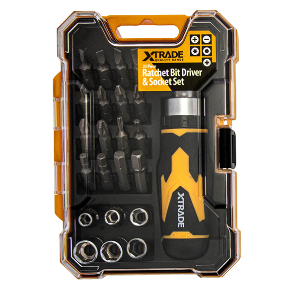 XTrade Efficient and Comfortable Ratchet Bit Driver & Socket Set (23 Piece)