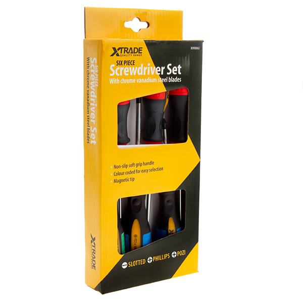 Non-Slip with Soft Grip Handle XTrade Screwdriver Set (6 Piece)