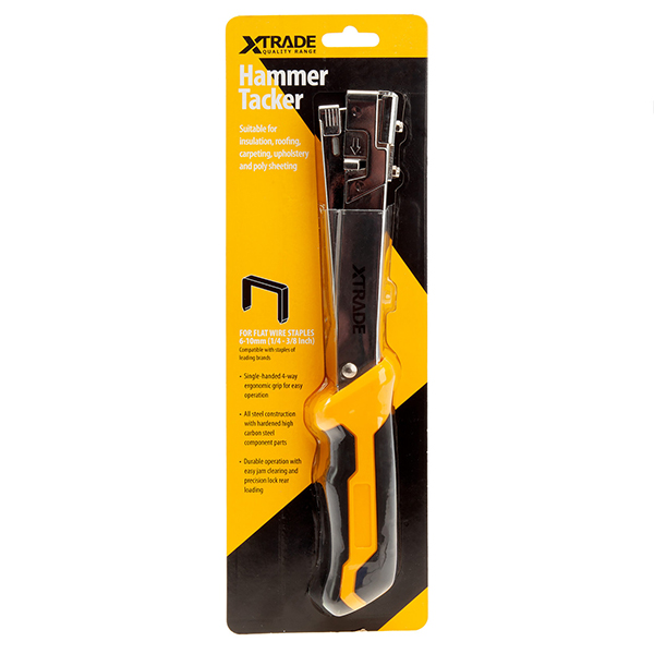 XTrade Hammer Tacker for Flat Wire Staples with Secure Grip 6-10mm